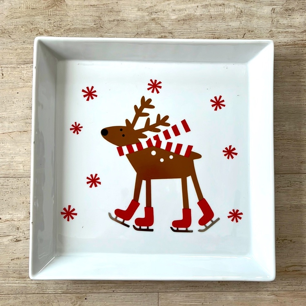12”x12” reindeer platter Crate&Barrel